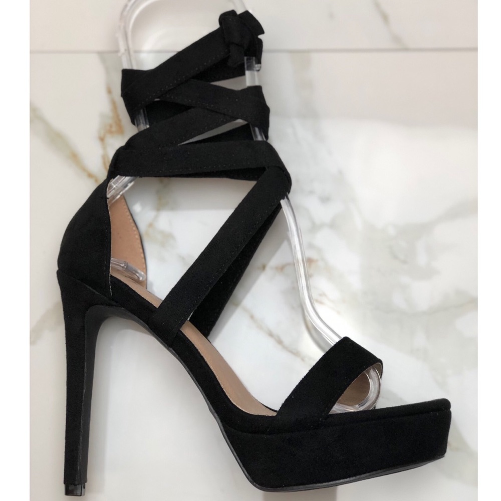 Black Tie-up Heels - Picture 2 of 3